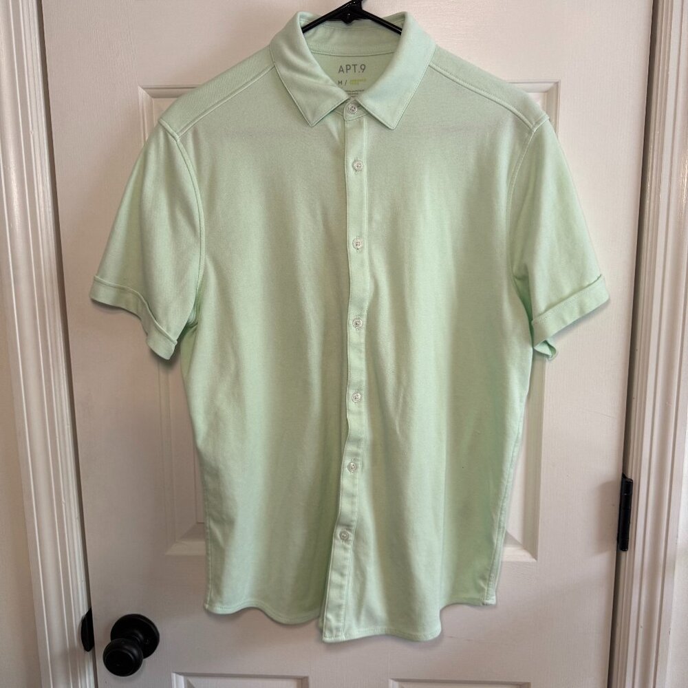 Apt. 9 Light Green Casual Button Down Short Sleeve Shirt